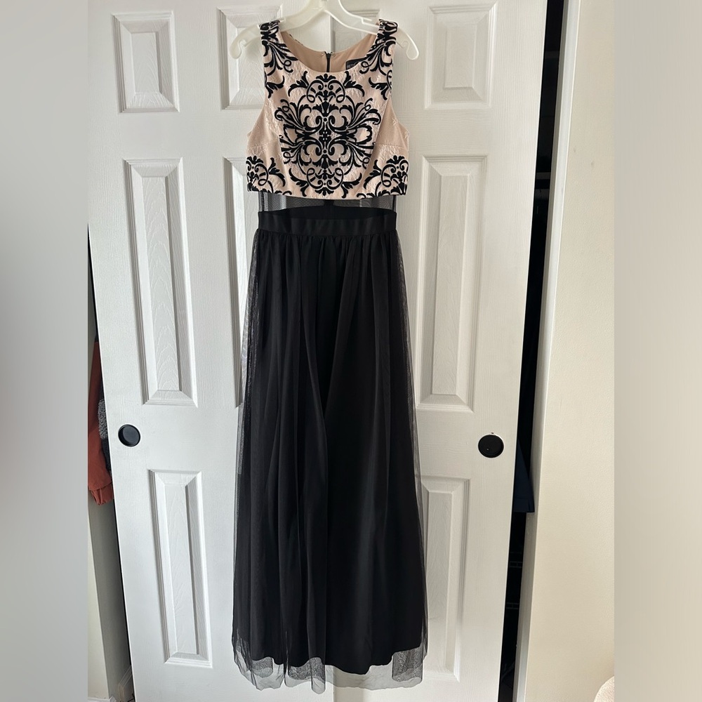 Illusion Two Piece Embroidered Bodice Tulle dress